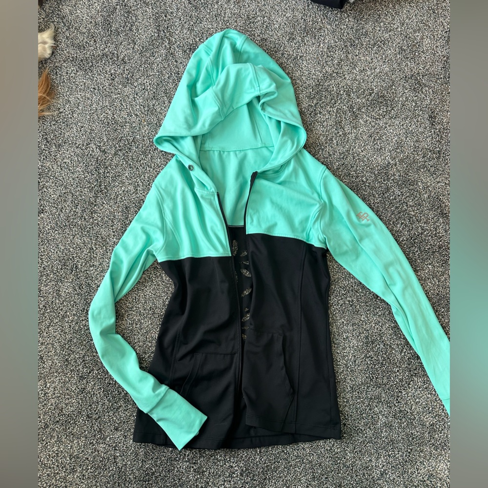 Mint and Black Hooded Jacket